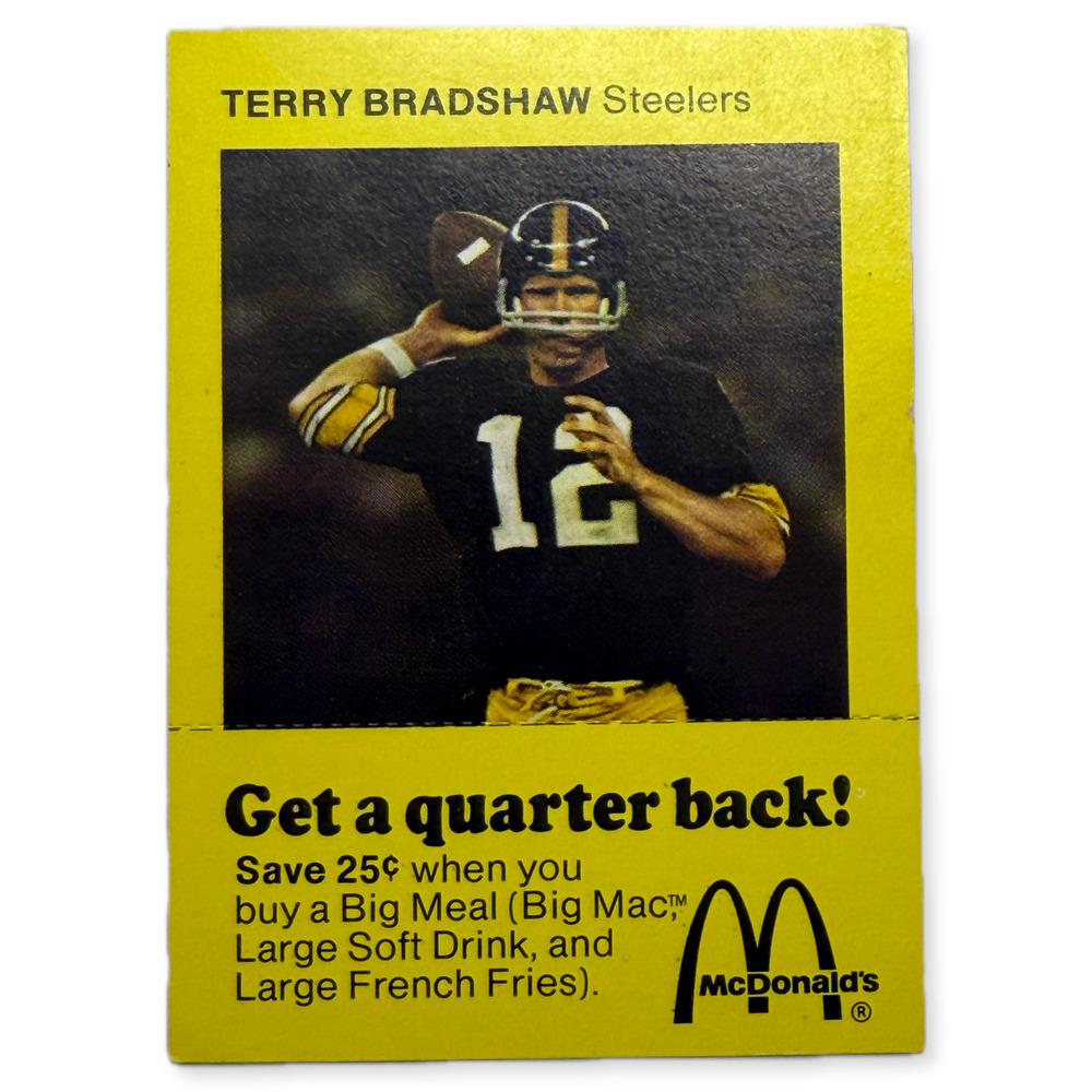 1975 McDonald Terry Bradshaw Pittsburgh Steelers Card Coupon Back